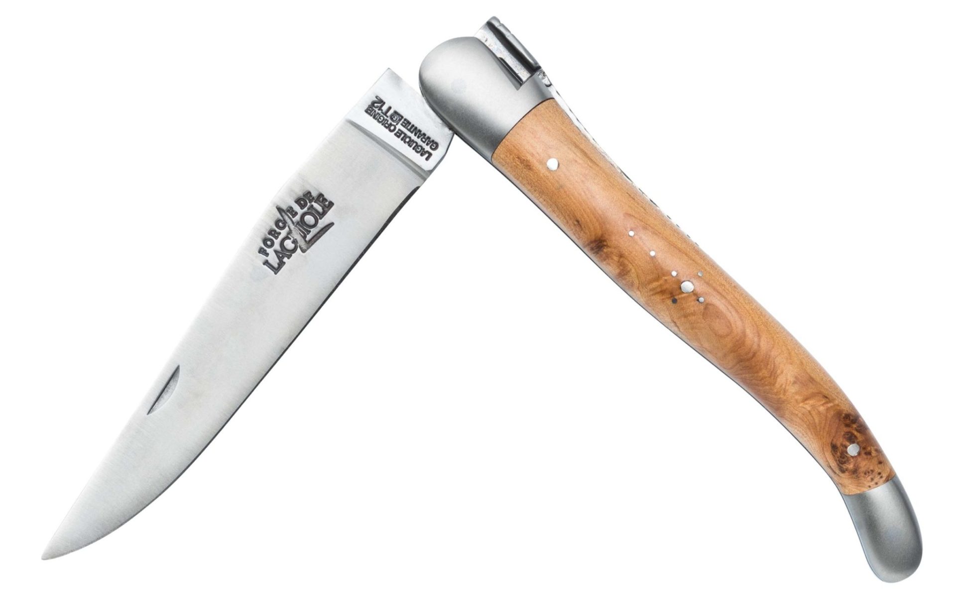 Folding knife 12 cm satin finish with Juniper handle de Laguiole