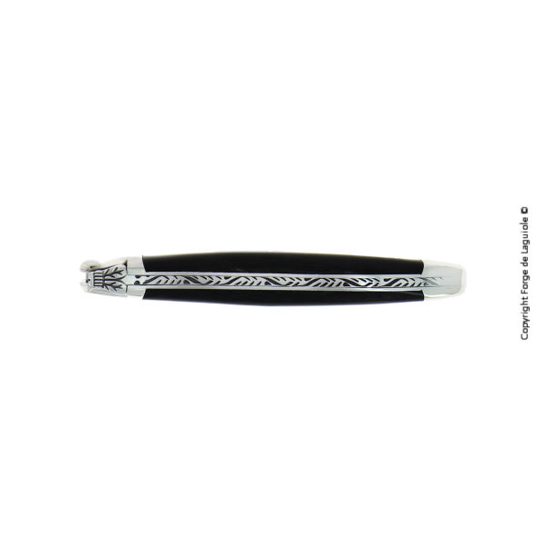 1212 IN BFBRI 2 2 - Couteau Laguiole 12 cm en corne foncée, mitres inox finition brillante