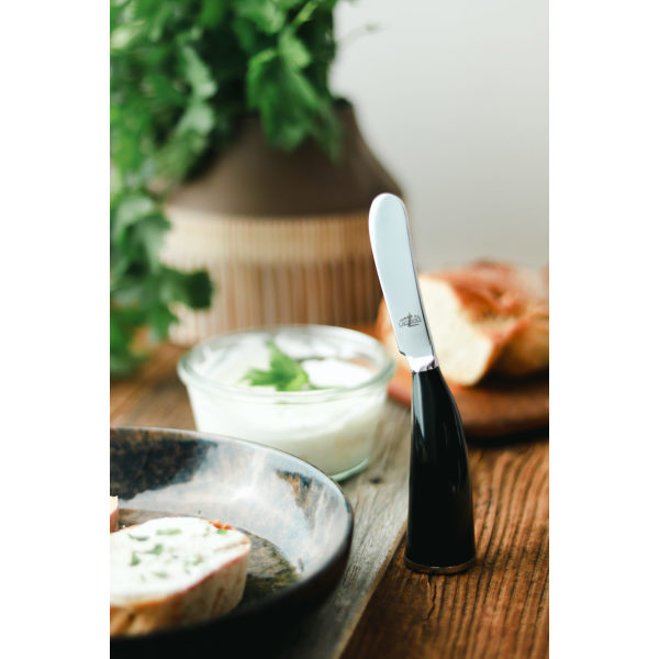 CB BN BURE 3 - Black horn butter knife with high polished finish