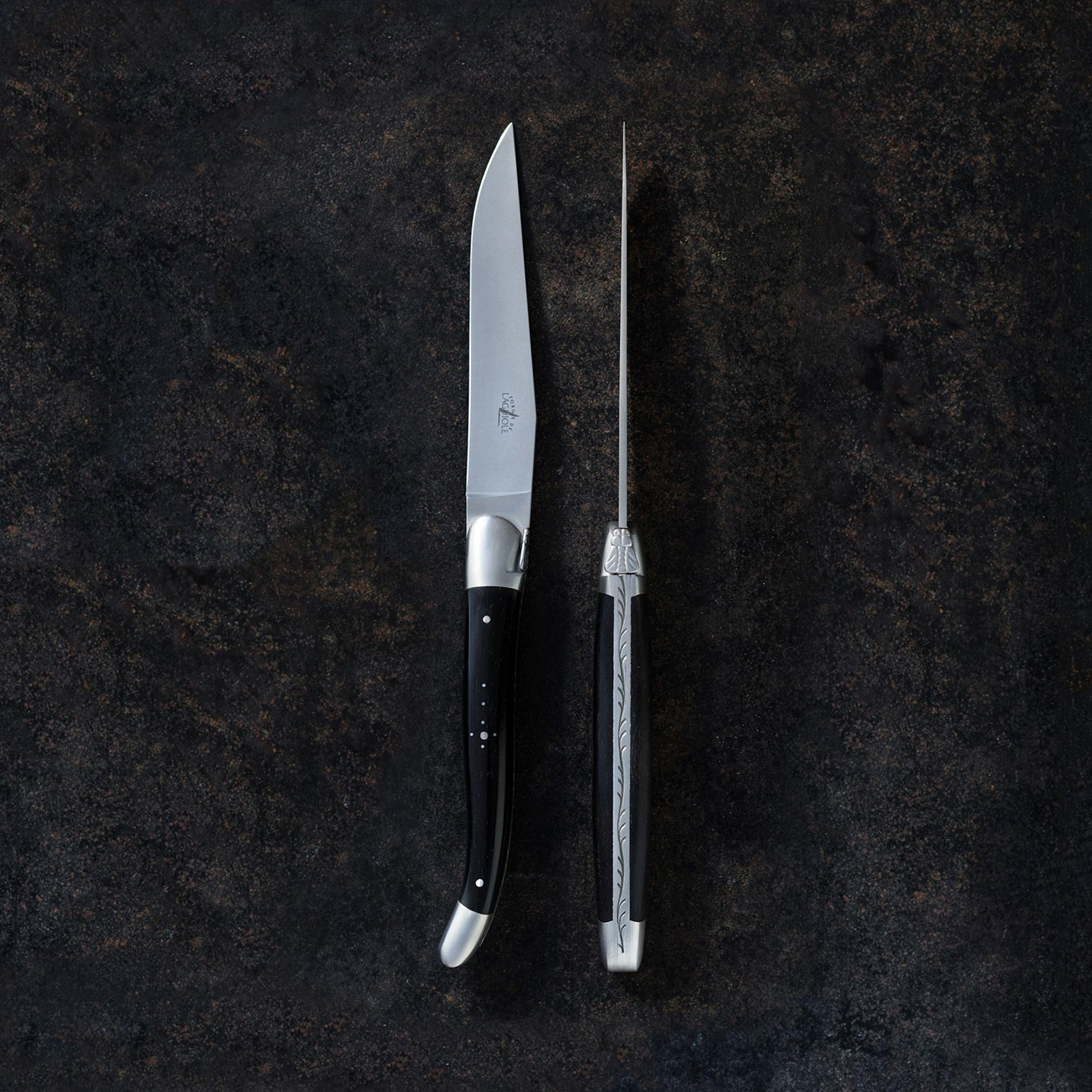 Laguiole Steak knives Bras  black vegetal fiber handle