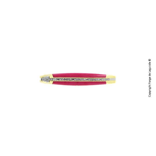 129 TC ROS 2 1 - Taschenmesser, 9 cm, Griff aus rosa gepresster Verbundfaser und Mitres aus Messing