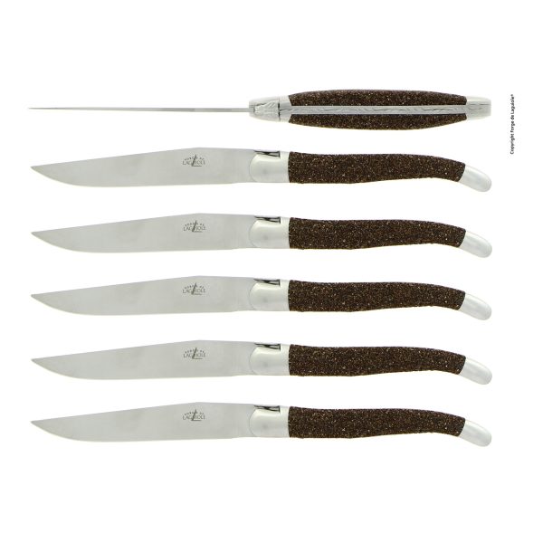 Set of 6 Table knives in laguiole sand