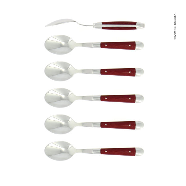 CC6 2MINTCROU - Coffee spoons, high polished finish with Red Compressed fabric, set of 6