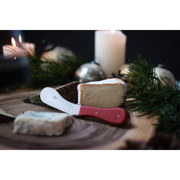 CF NOM TC ROU 5 - Cheese knife with red compressed fabric