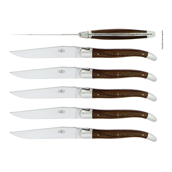T6 2M IN NO BRI - Table knives, high polished finish with Walnut handle, set of 6