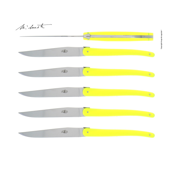T6 W IN FL CV - Jean-Michel Wilmotte yellow acrylic table knives, set of 6
