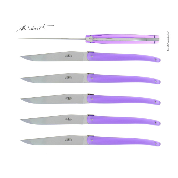 T6 W IN FL MAU - Jean-Michel Wilmotte purple acrylic table knives, set of 6
