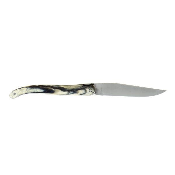 RAMBAUD 254 2024 3 - Custom folding knife, in full stabilized mammouth tusk