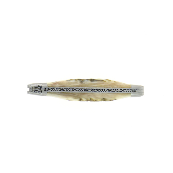 1212 IN BE SAT 2 - Couteau pliant 12cm en bélier, mitres inox finition satinée