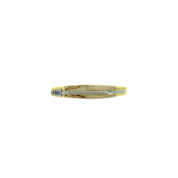 127 BO 2 - Couteau pliant 7cm en bouleau, mitres laiton finition brillante