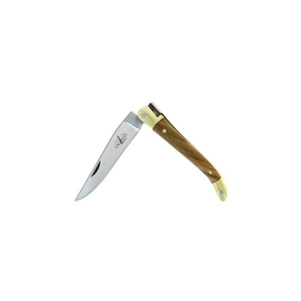 127 OL V2 - Couteau pliant 7cm en olivier, mitres laiton finition brillante