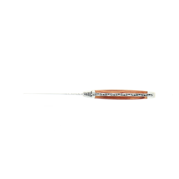 1212F IN RO BRI 1 - Couteau pliant ciselé main brillant, en bois de rose