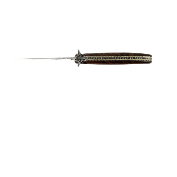 RAMBAUD 145 5 - Couteau pliant sur mesure, en noyer avec abeille aux ailes déployées