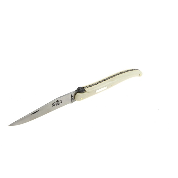 RAMBAUD 408 4 - Custom folding knife, in full mammoth ivory with escutcheon