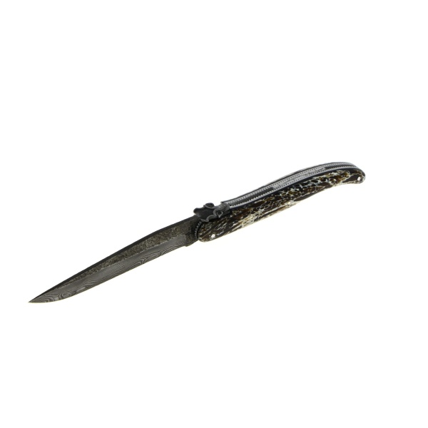 RAMBAUD 417 4 - Couteau pliant sur mesure, en os de koudou- Tête de koudou