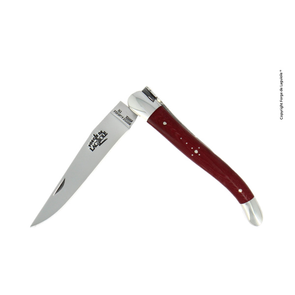 1211 INTC BOR - Folding knife, 11 cm, bordeaux compressed fabric handle and high polished finish with stainless steel bolsters