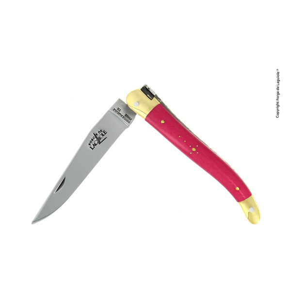 1211 TC ROS - Folding knife, 11 cm, pink compressed fabric handle and high polished finish with brass bolsters